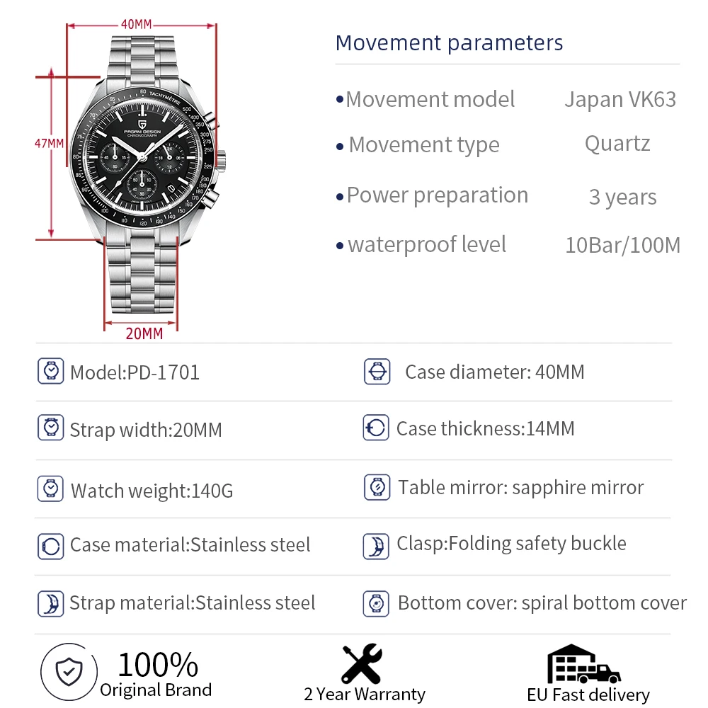 PAGANI New Men's Luxury Quartz Watch - Uniqwear