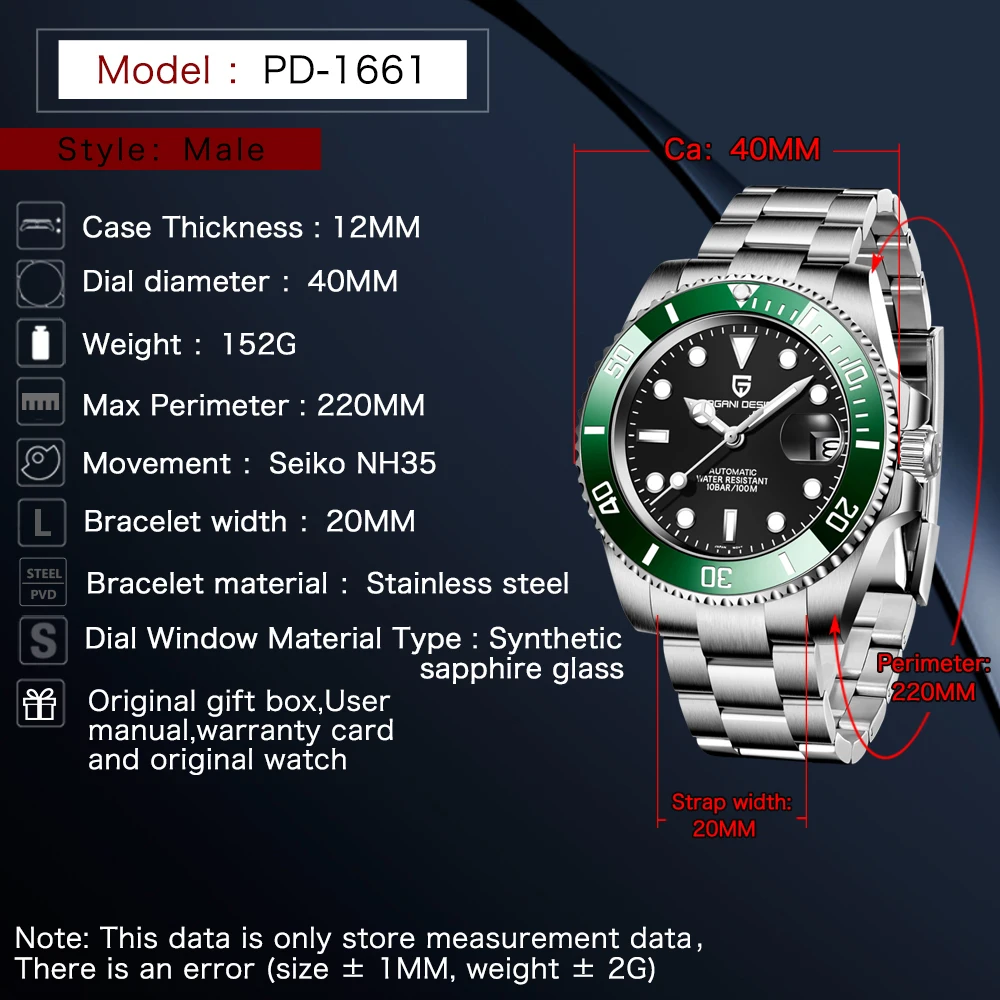 PAGANI New 40mm Men Automatic Mechanical Watches - Uniqwear
