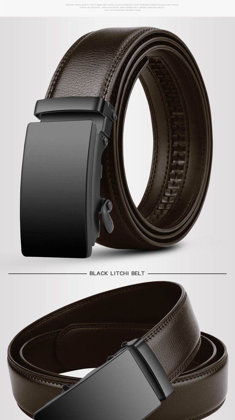 Business Belt Men Top Quality Black Automatic Buckle - Uniqwear