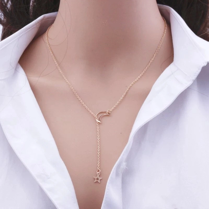 New Simple Moon Star Pendant Choker Necklace - Uniqwear
