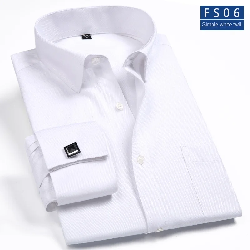 Men's Business Contrast Collar French Cuff Shirts - Uniqwear