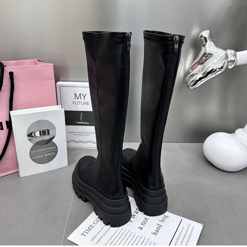 Winter Women Knight High Boots Back Zippers - Uniqwear