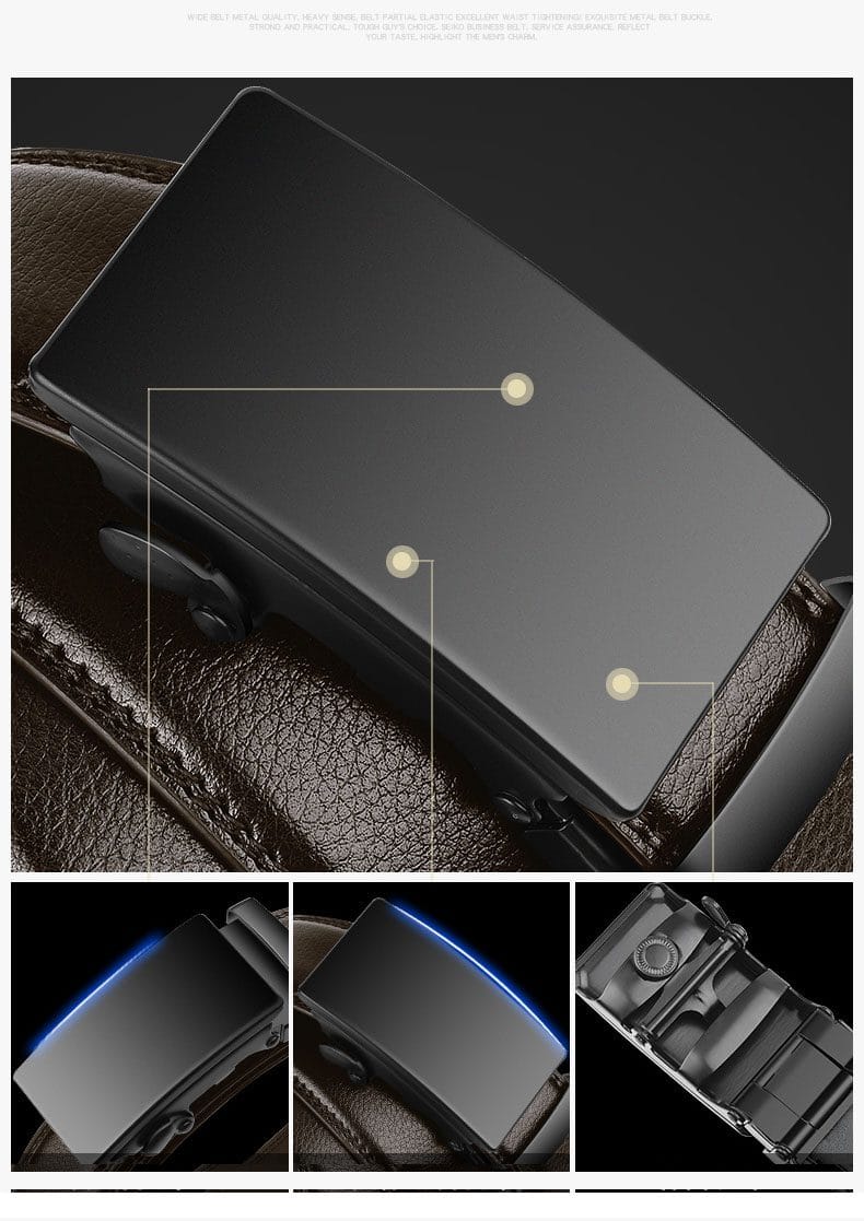 Business Belt Men Top Quality Black Automatic Buckle - Uniqwear