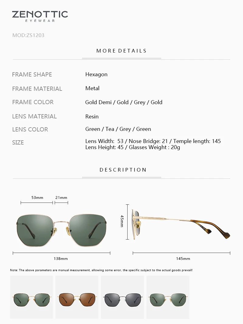 Hexagonal Geometry Polarised Sunglasses Men/Women - Uniqwear