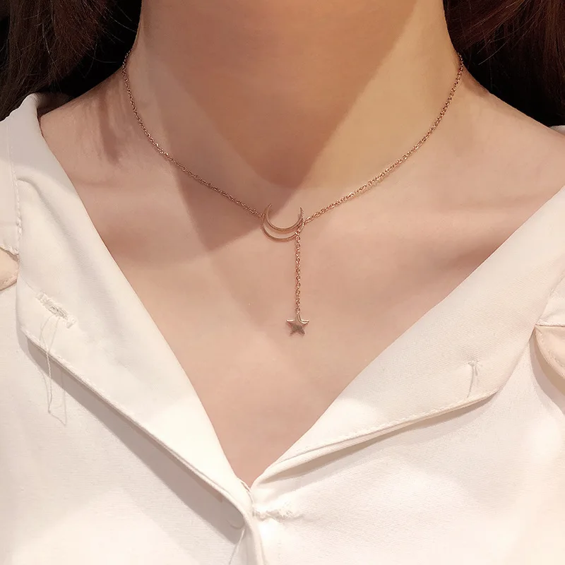 New Simple Moon Star Pendant Choker Necklace - Uniqwear