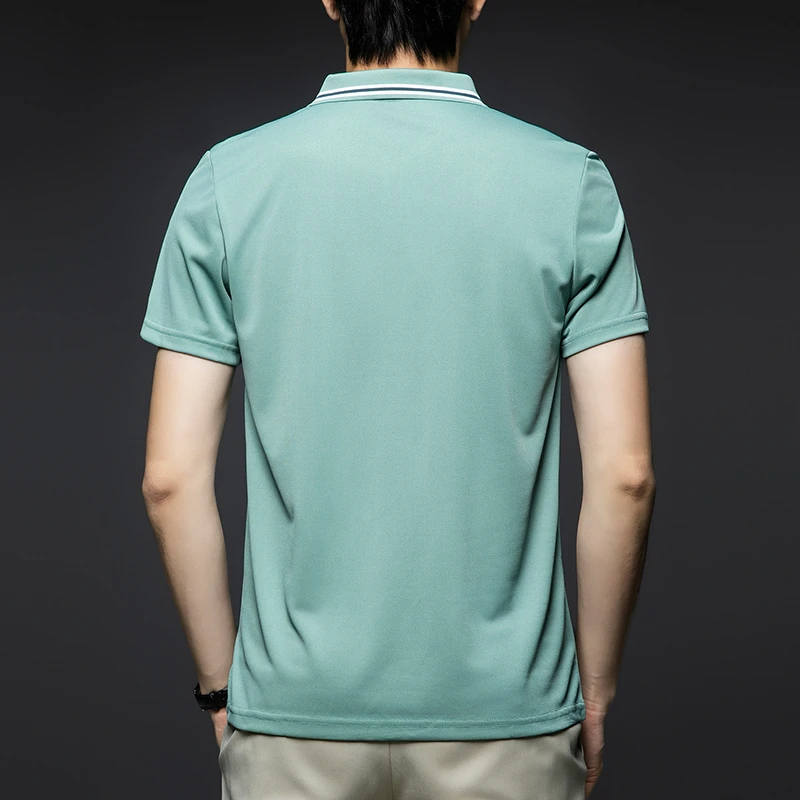 Men's Short Sleeved Striped Lapel Polo Shirt - Uniqwear