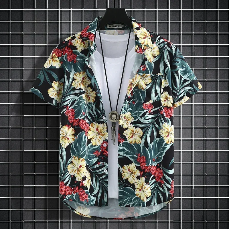 Short Sleeve Flower Shirt Men's Beach Sets - Uniqwear