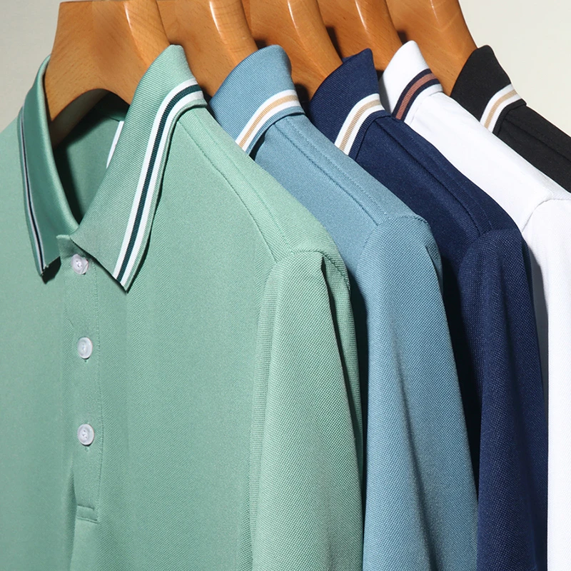 Men's Short Sleeved Striped Lapel Polo Shirt - Uniqwear