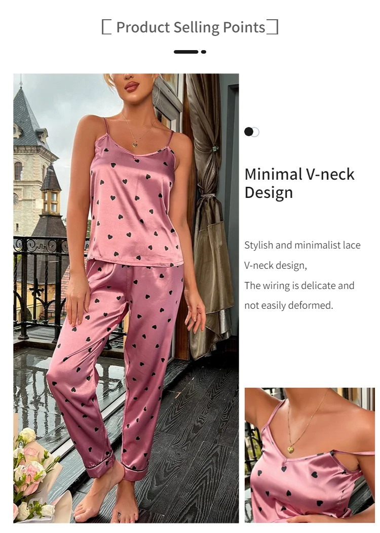 Women Satin Silk Pajamas Sets Letter Print - Uniqwear