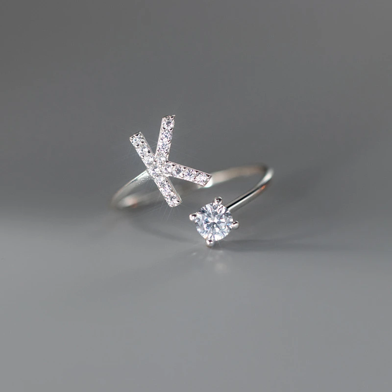Zircon Initial A-Z Letter Ring For Women - Uniqwear