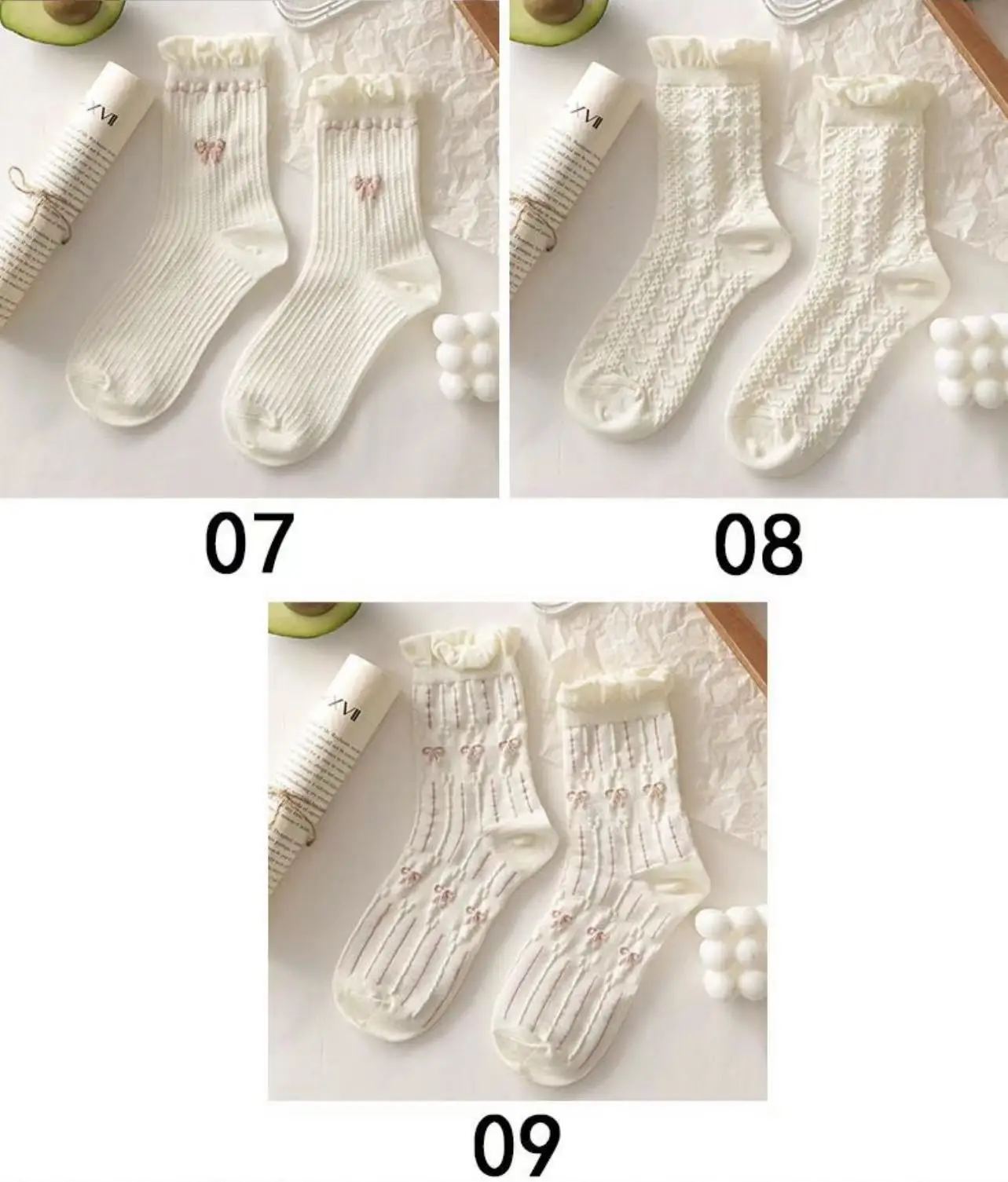 Simple White Socks Versatile Lovely Small Flowers Cotton Socks - Uniqwear