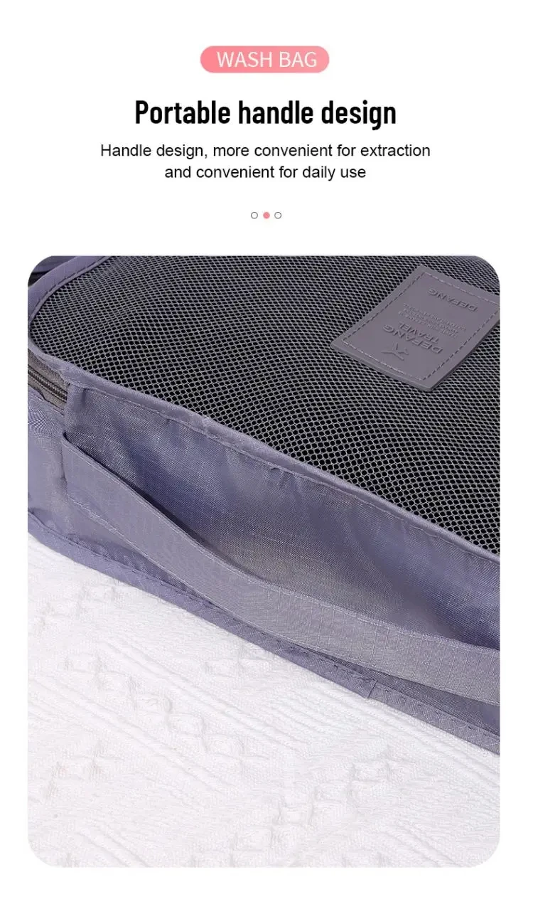 6 Pcs/Set Pink/Blue/Grey Travel Storage Bag Large Capacity - Uniqwear