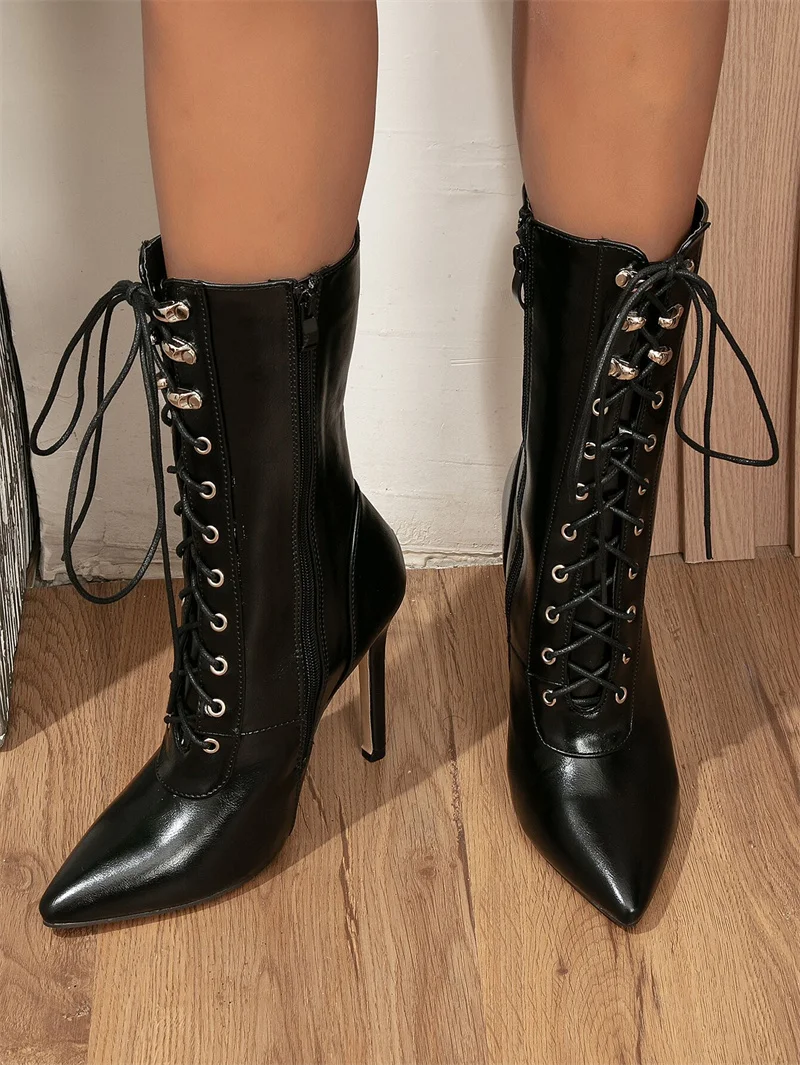 Autumn Winter Women Ankle Boots Pointed Toe - Uniqwear