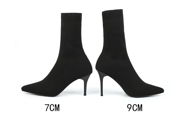 Sexy Sock Boots Knitting Stretch Boots High Heel - Uniqwear