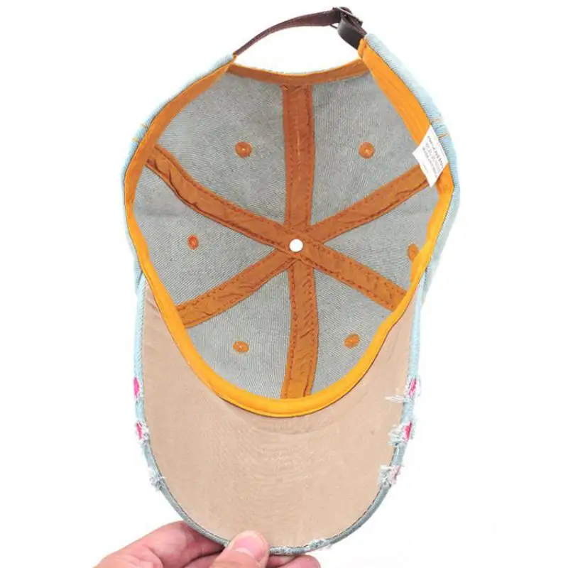 Women's Baseball Cap Diamond Painting Embroidery Flower Denim - Uniqwear