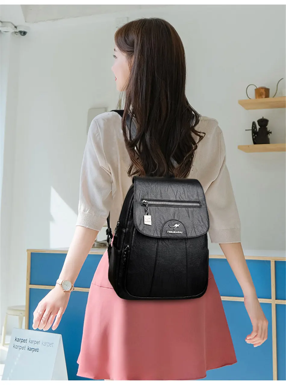 Women Leather Backpacks High Quality Female Vintage Backpack - Uniqwear