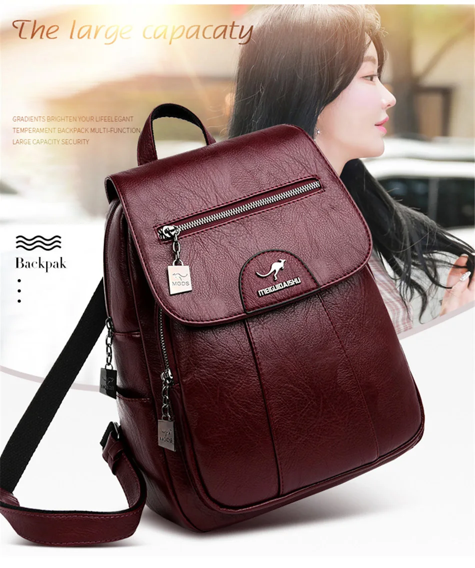 Women Leather Backpacks High Quality Female Vintage Backpack - Uniqwear