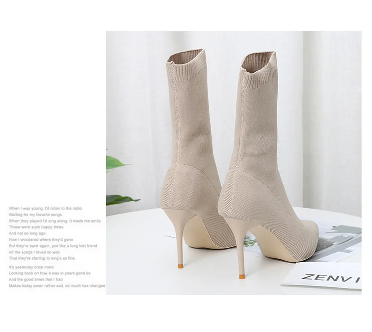 Sexy Sock Boots Knitting Stretch Boots High Heel - Uniqwear