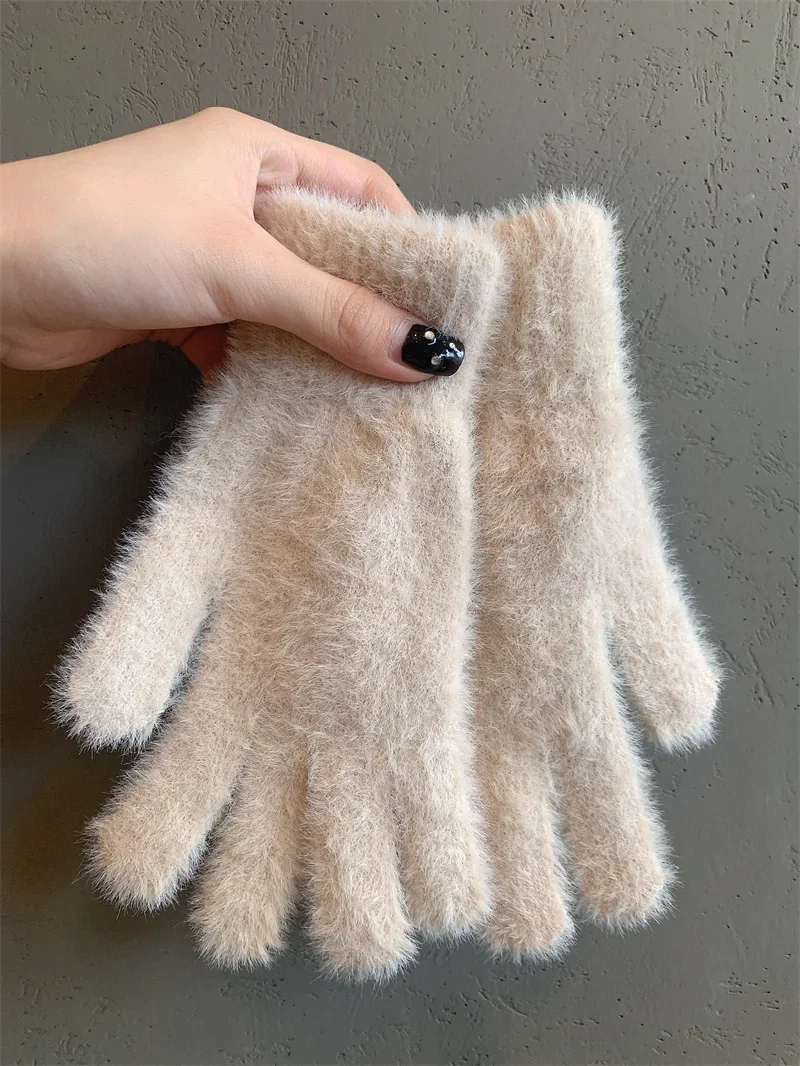 Fashion Winter Mink Velvet Five Finger Gloves - Uniqwear