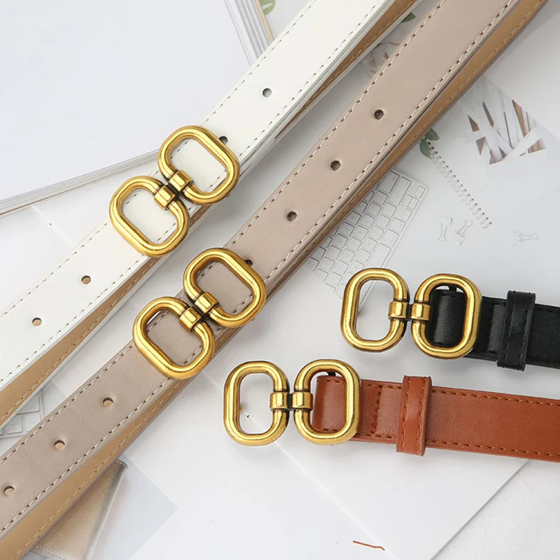 PU Leather Belt for Women Designer Metal Buckle - Uniqwear