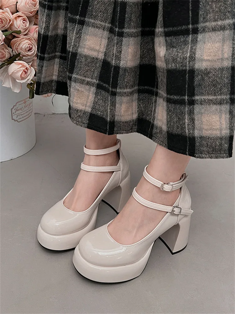 Mary Jane Pumps For Women New Chunky Heels - Uniqwear