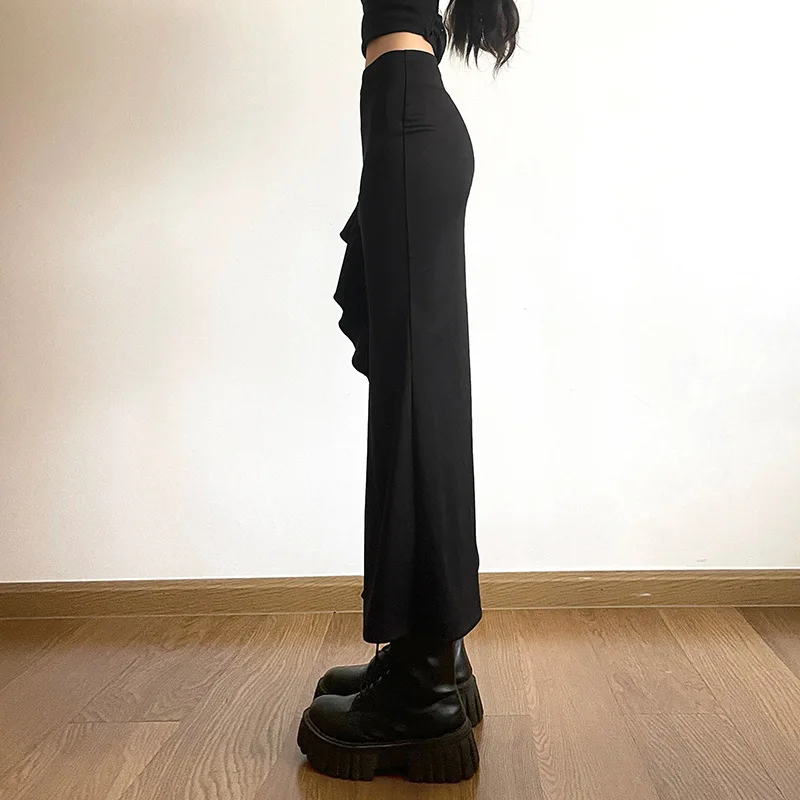 Gothic Black High Waist Mid Skirt - Uniqwear