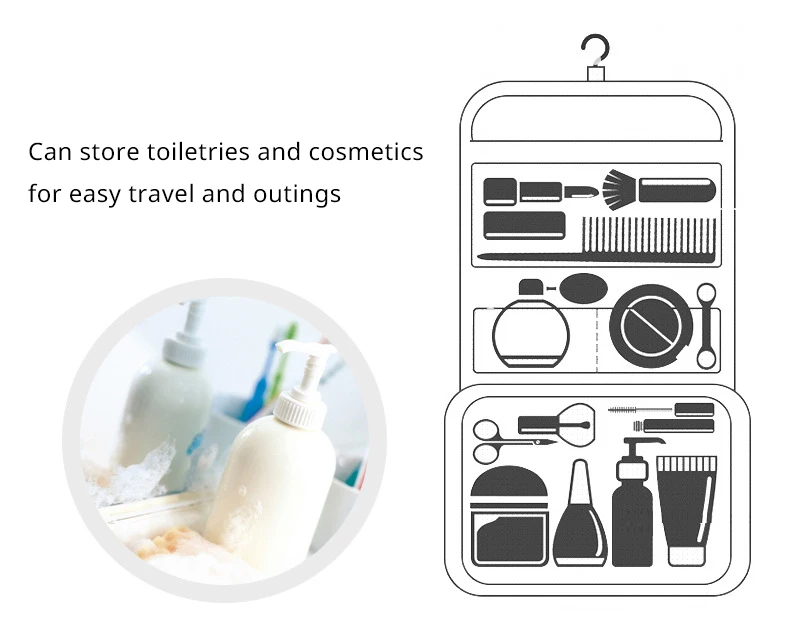 Portable Travel Toiletry Bag, Waterproof Hanging Storage Makeup Bag - Uniqwear