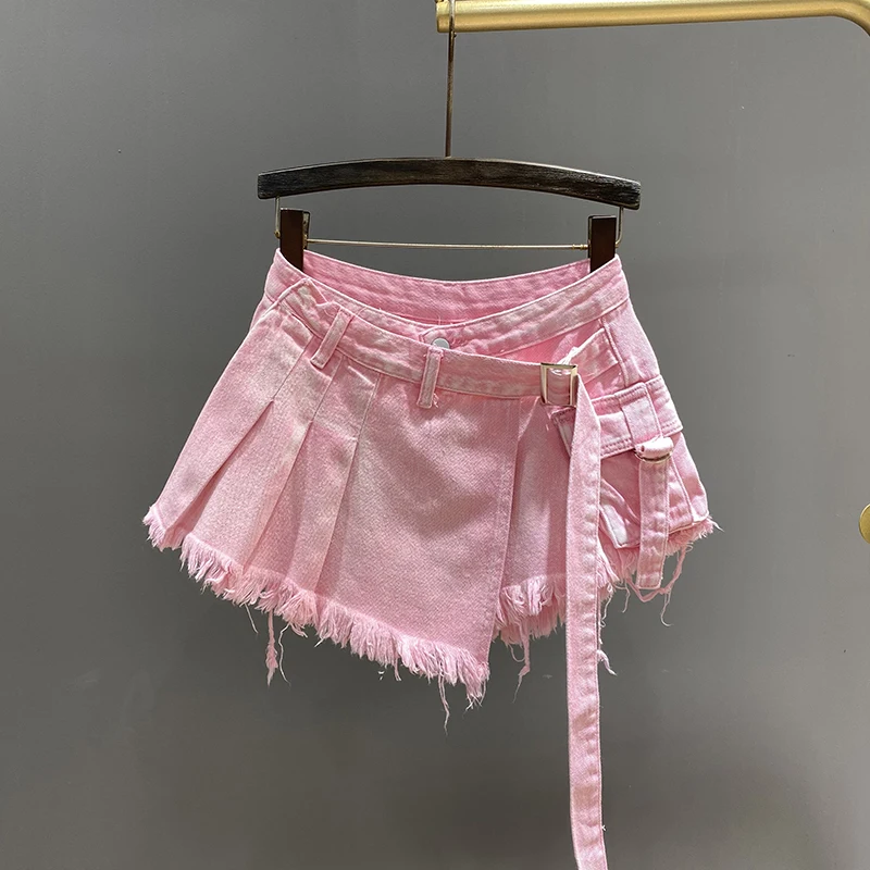 Irregular Denim Skirt Women's Summer High Waist Mini Skirts - Uniqwear
