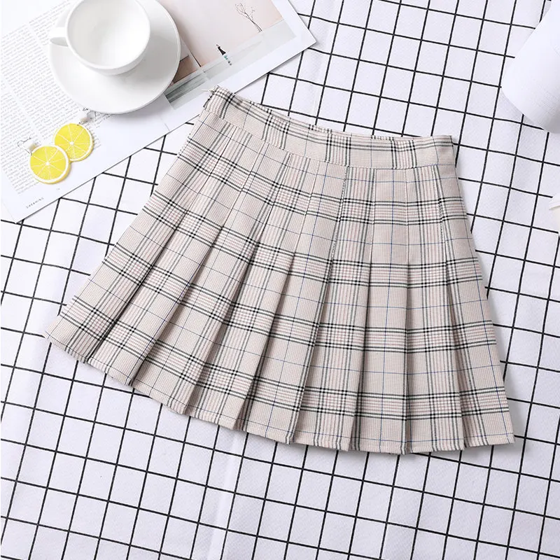 Skirt For Women Korean Style Mini Plaid Pleated Skirt - Uniqwear