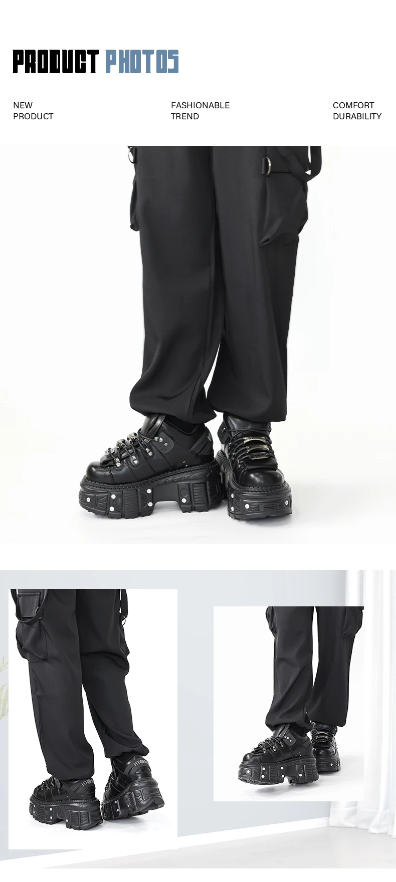 New Punk Style Women Shoes Lace-up Height 6CM Platform Sneakers - Uniqwear