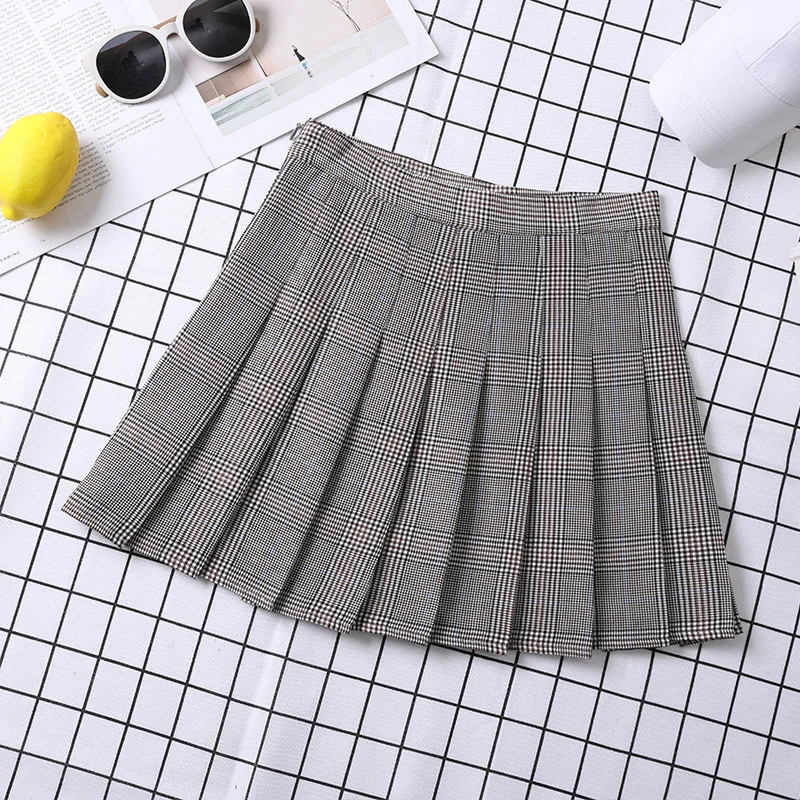 Skirt For Women Korean Style Mini Plaid Pleated Skirt - Uniqwear