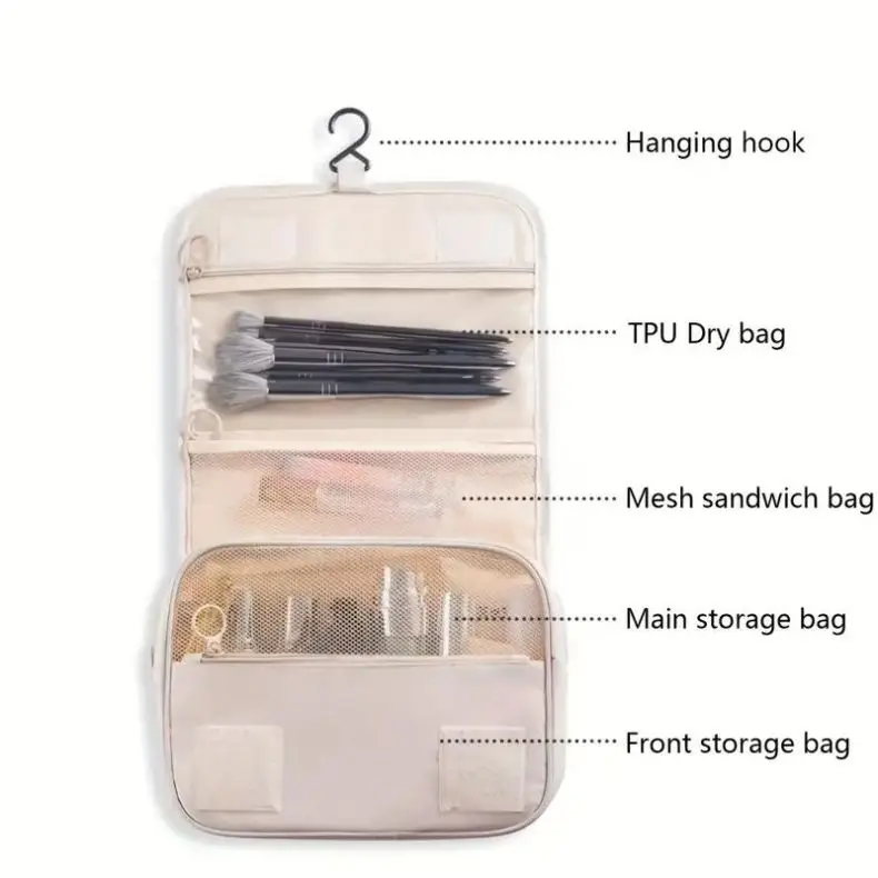 Portable Travel Toiletry Bag, Waterproof Hanging Storage Makeup Bag - Uniqwear