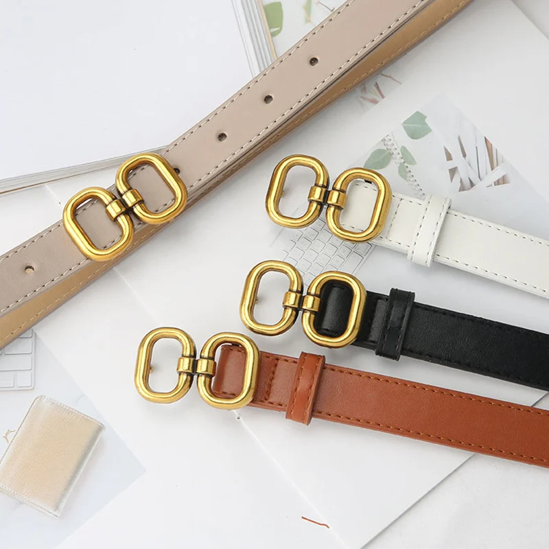 PU Leather Belt for Women Designer Metal Buckle - Uniqwear