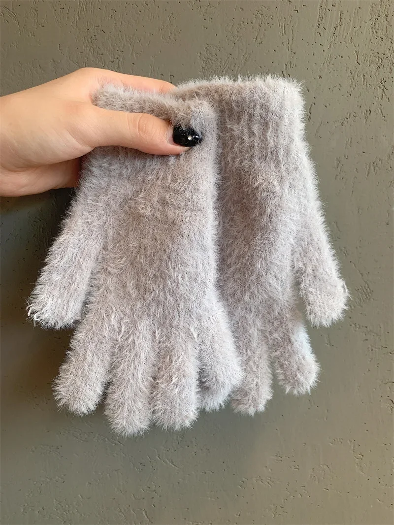 Fashion Winter Mink Velvet Five Finger Gloves - Uniqwear