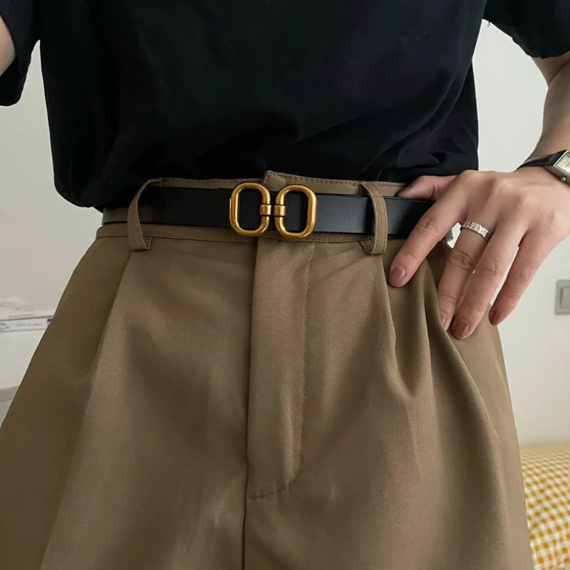 PU Leather Belt for Women Designer Metal Buckle - Uniqwear