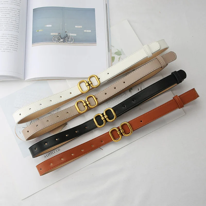 PU Leather Belt for Women Designer Metal Buckle - Uniqwear
