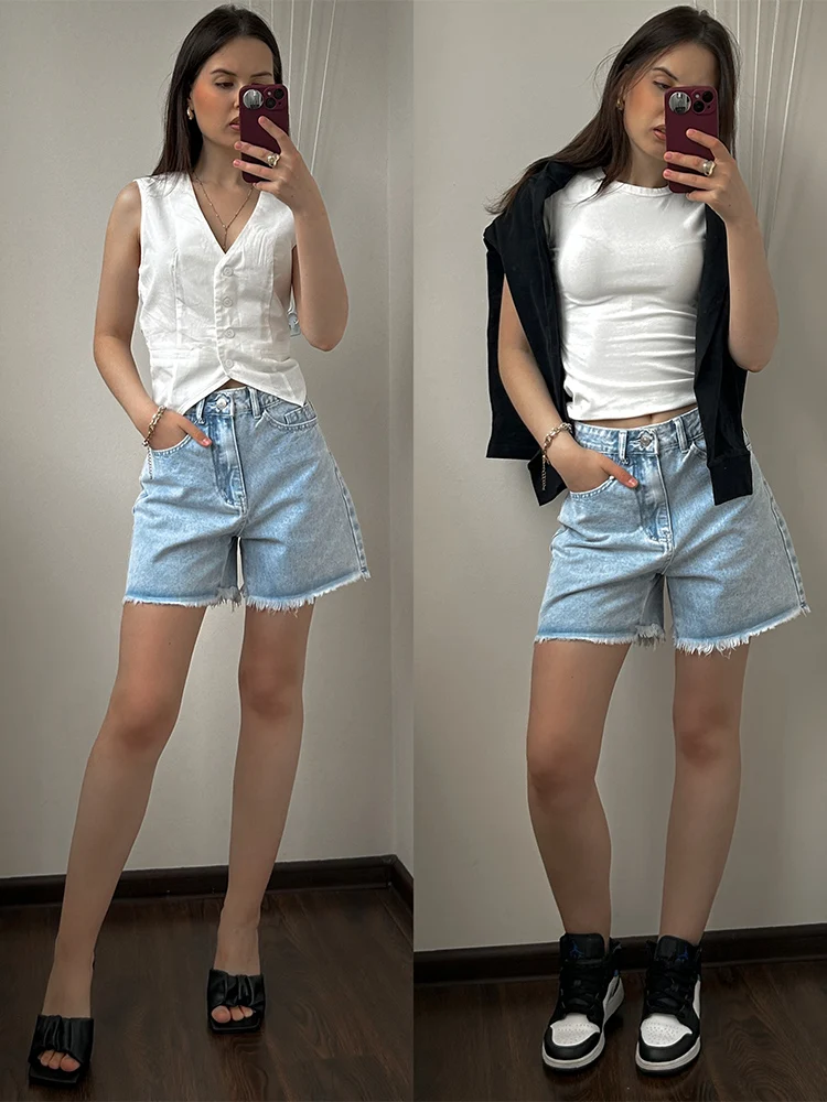 Women's Denim Shorts Summer High Waist Casual - Uniqwear