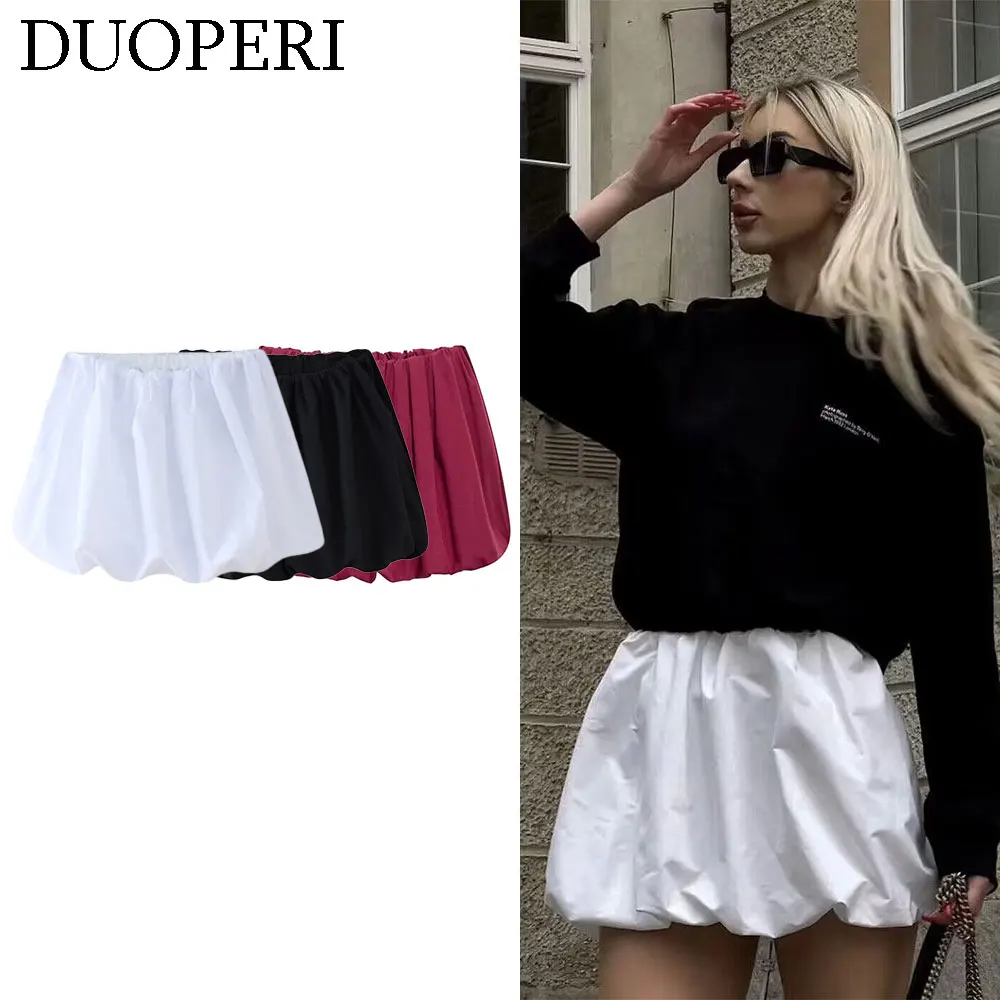 Women Fashion Solid Mini Balloon Skirt - Uniqwear