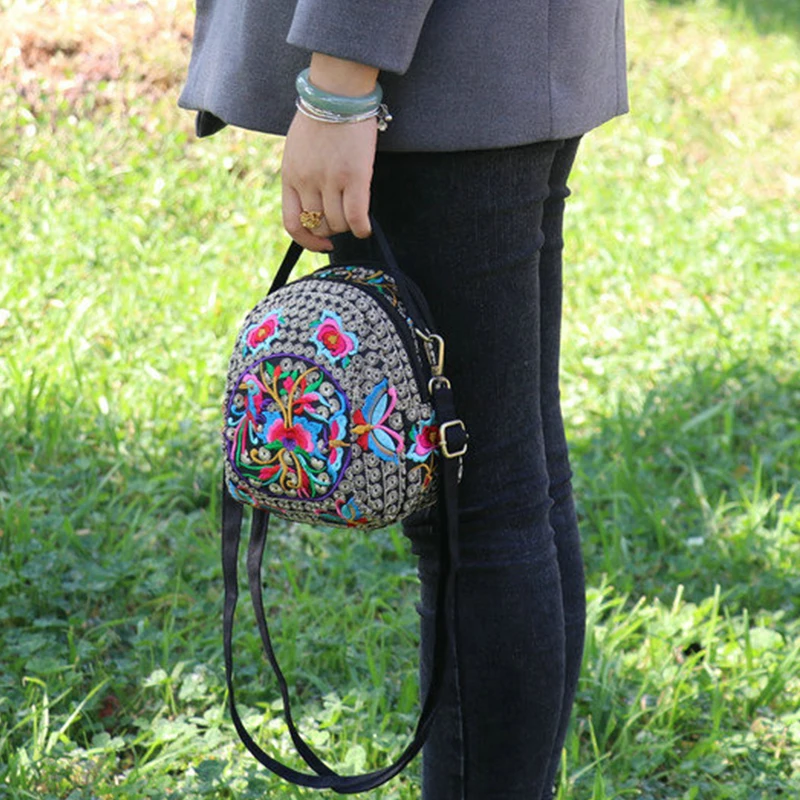 Women's Floral Embroidered Backpack - Uniqwear