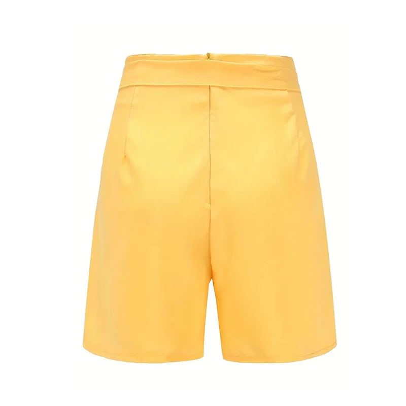 Solid Button Front High Waist Shorts Women - Uniqwear