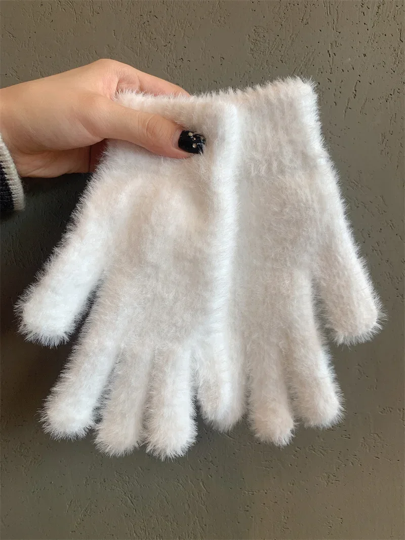 Fashion Winter Mink Velvet Five Finger Gloves - Uniqwear