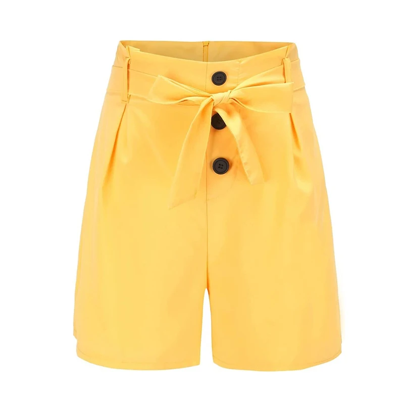 Solid Button Front High Waist Shorts Women - Uniqwear