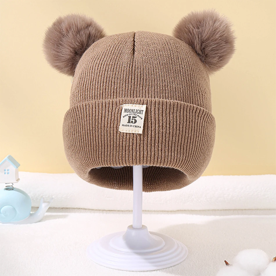 Baby Warm Knitted Hats With Pom - Uniqwear