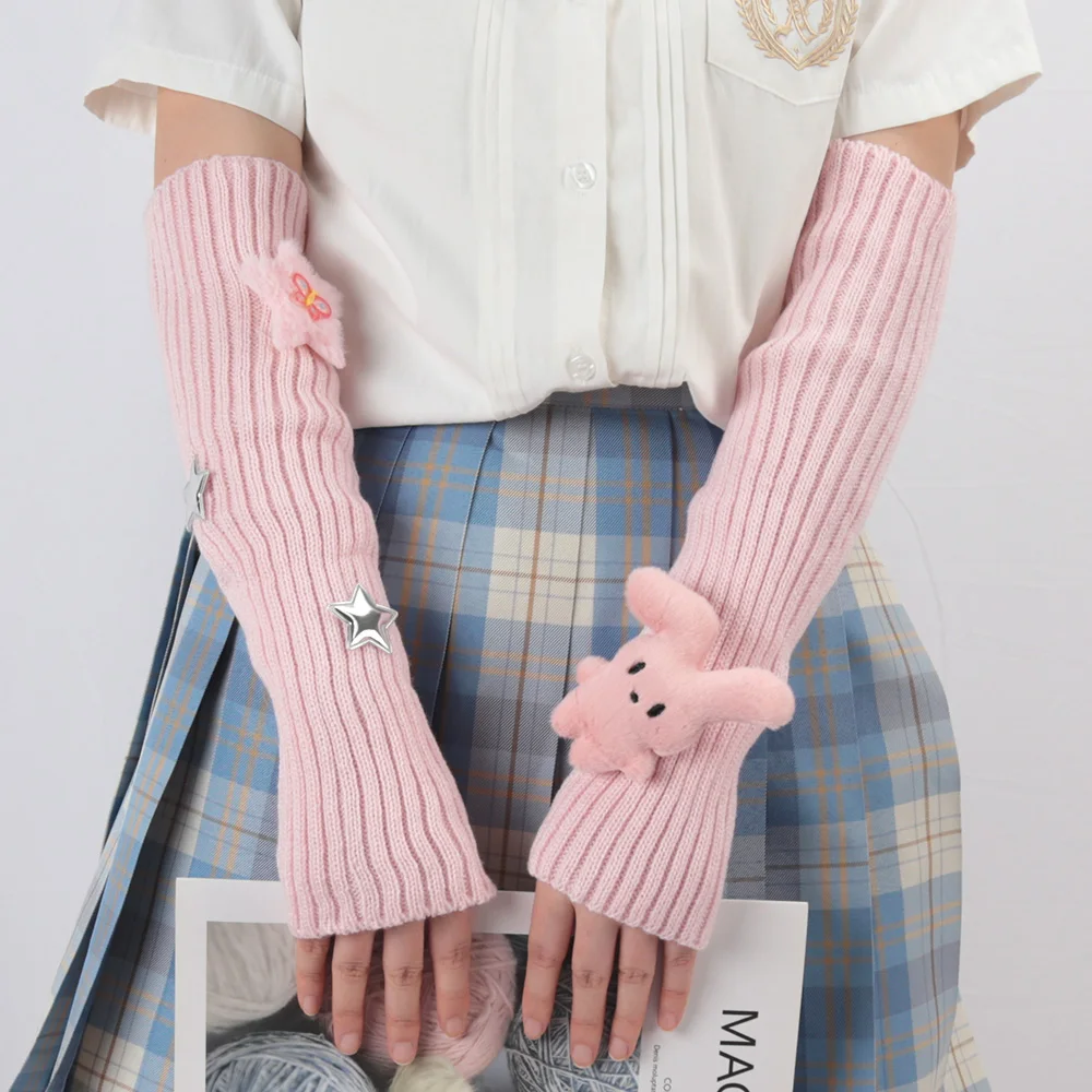 Korean Long Cute Fingerless Gloves Women - Uniqwear