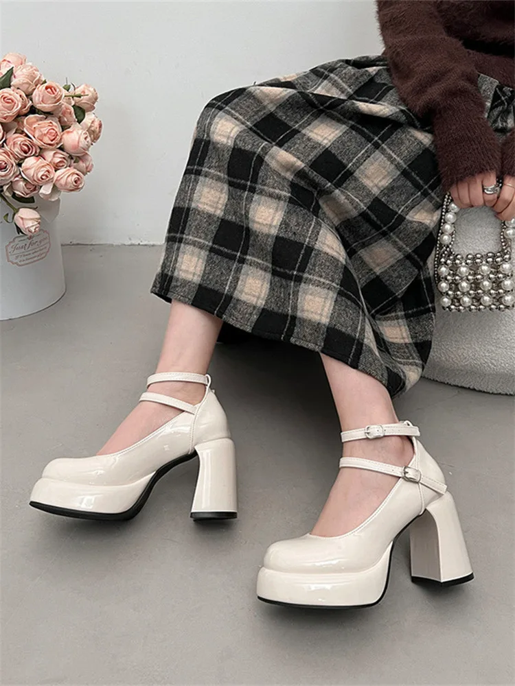 Mary Jane Pumps For Women New Chunky Heels - Uniqwear