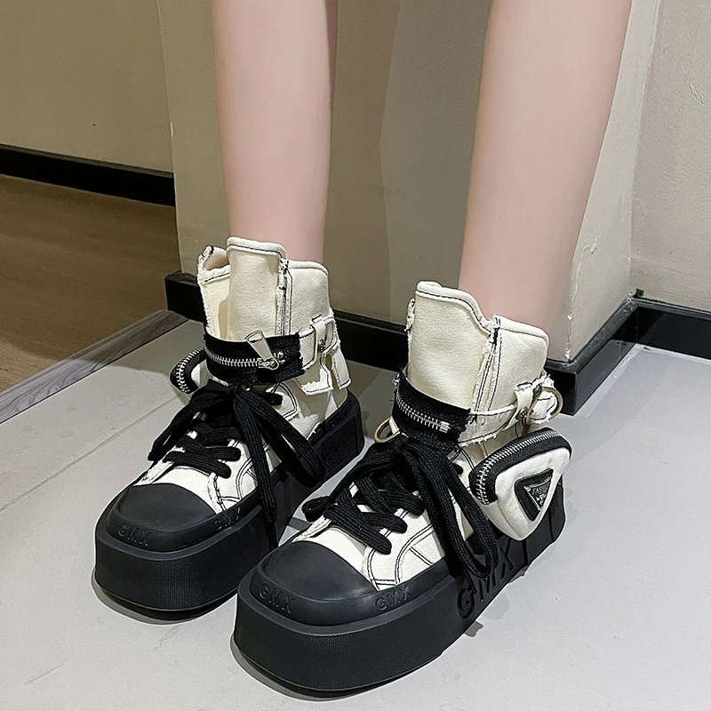 Women's Ankle Punk Gothic Classic Denim Platform Shoes - Uniqwear
