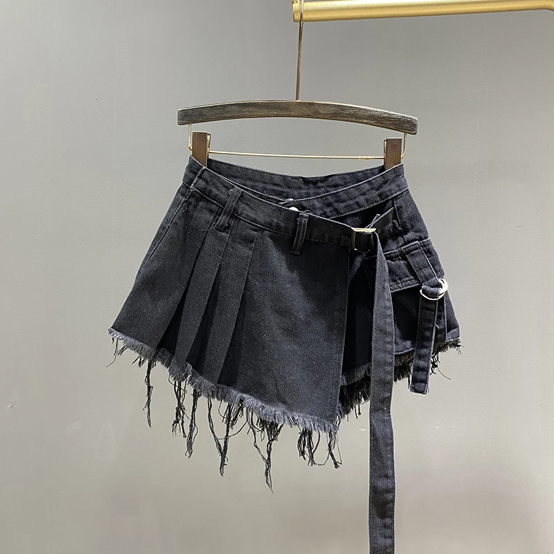 Irregular Denim Skirt Women's Summer High Waist Mini Skirts - Uniqwear