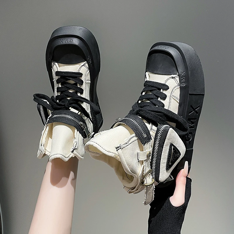 Women's Ankle Punk Gothic Classic Denim Platform Shoes - Uniqwear
