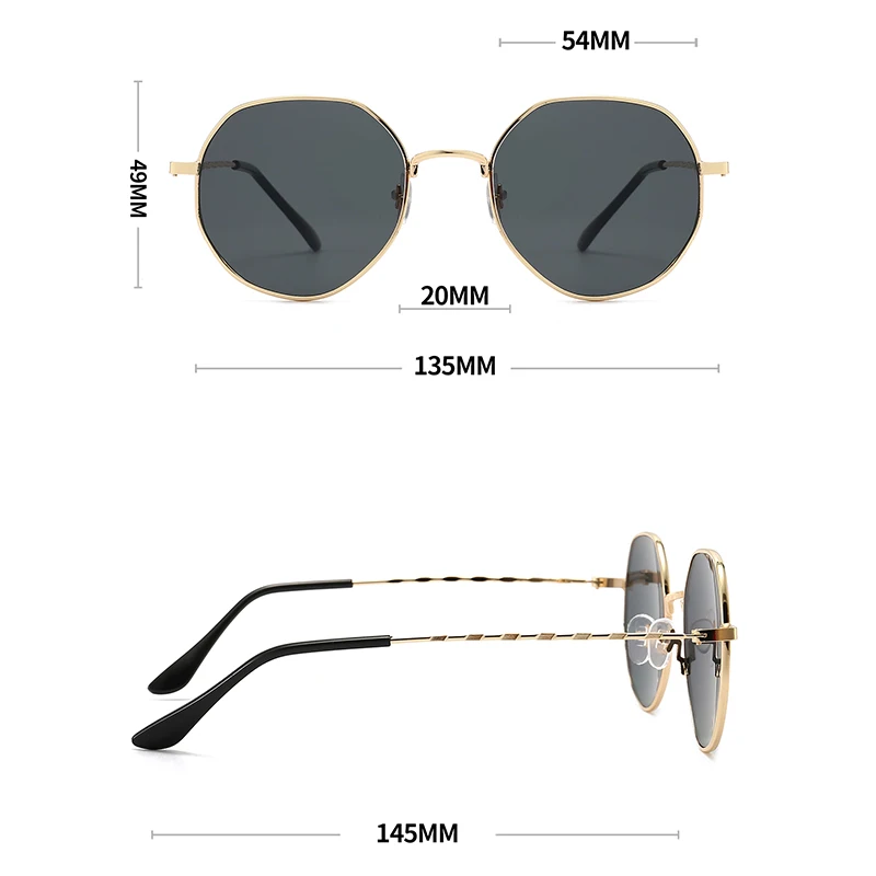 Polygon Metal Sunglasses Vintage Frame For Women - Uniqwear
