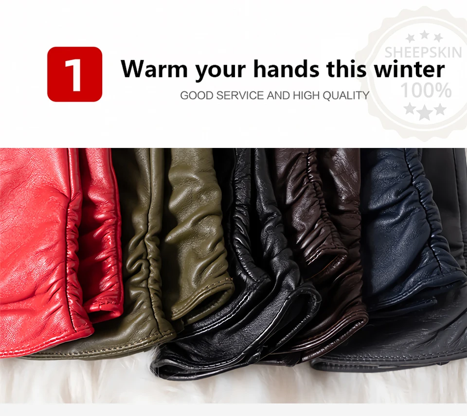 Women's sheepskin gloves winter warm plus - Uniqwear